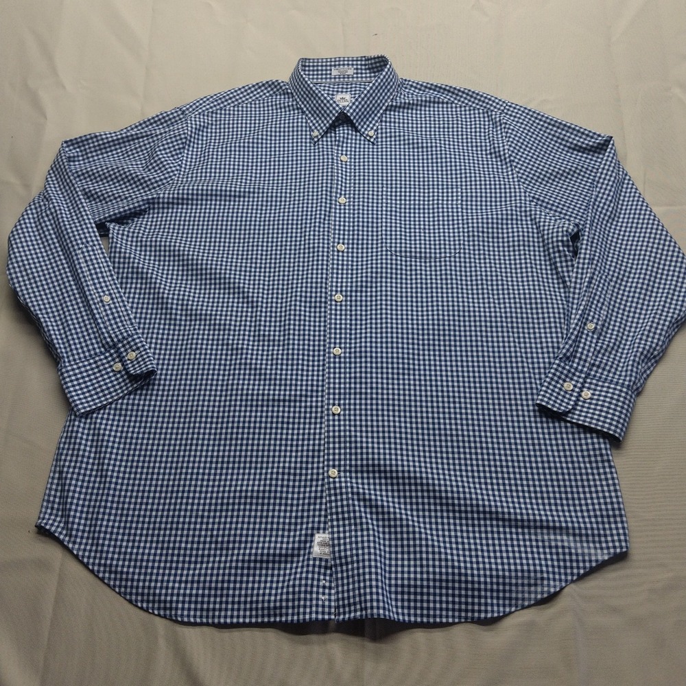 Peter Millar Nanoluxe Blue White Check Long Sleeve Button down Mens Shirt XXL